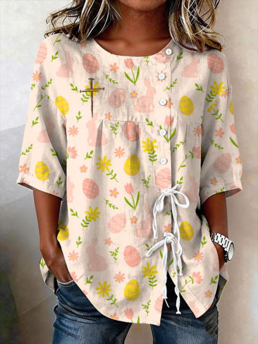 Women's long-sleeved shirt print top m302759