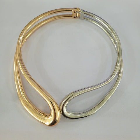 Übertrieben glatter Ring Metall Wind Choker Halskette Retro hohl unregelmäßig Federkragen weiblich m3331194