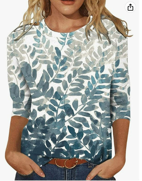 Einfarbiges T-Shirt mit Rundhalsausschnitt und Aufdruck m300770 