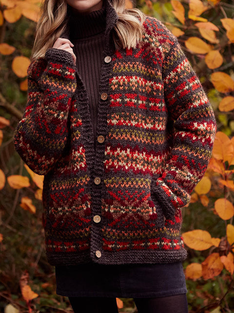 Fashion lapel imitation sweater jacket women's autumn and winter new thickened button cardigan m302126