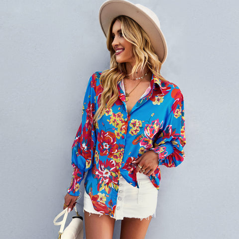 Elegantes Langarm-Shirt mit Print im Herbst- und Wintertemperament m300869 