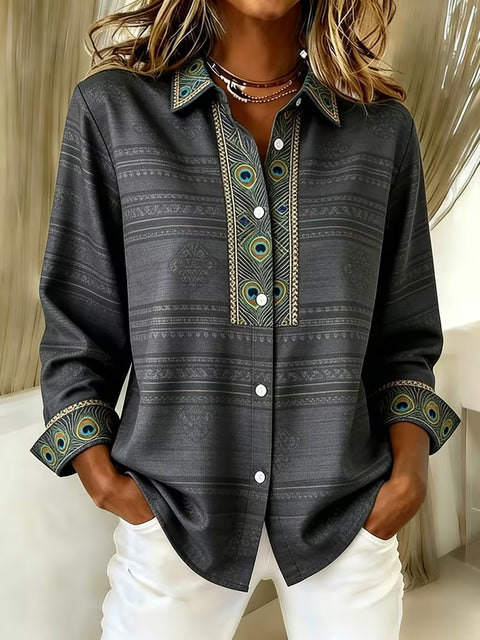 Women's unique ethnic style printed long-sleeved shirt m303211