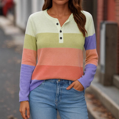 Casual V-neck long-sleeved loose pullover digital printing women's T-shirt FF303119