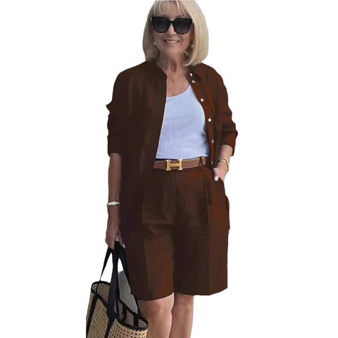 Women's cardigan top shorts two-piece set m302302