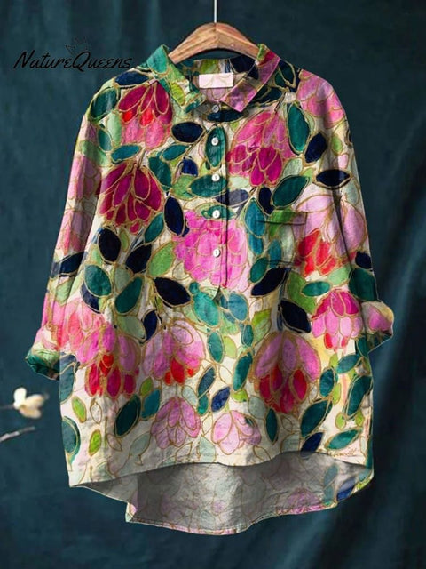 Loose printing crew neck casual large size women's T-shirt m301279