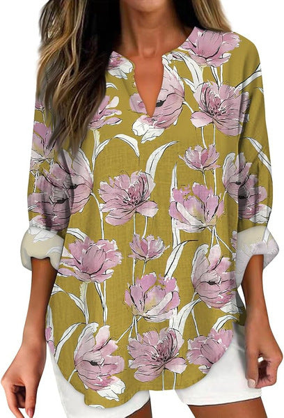T-shirt ample à col ras du cou pour femme, imprimé floral 3D, mode féminine, m301357 