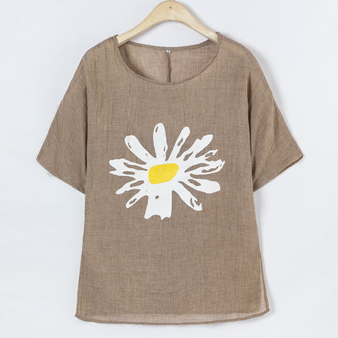 T-shirt ample à col ras du cou et manches mi-longues pour femme, imprimé, m300917 