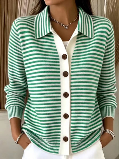 Knitted striped sweater cardigan jacket m303216