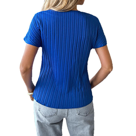 Lässige, schlichte, einfarbige T-Shirt-Westenbluse m301410 