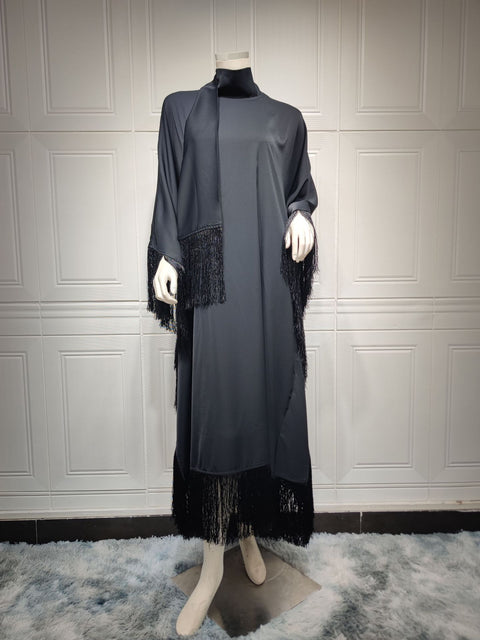 Ladies Bat Sleeve Tassel High Fashion Dress Party Dress m301183