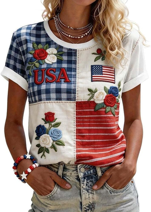 Digital Printed Women's Crew Neck T-Shirt FF303312