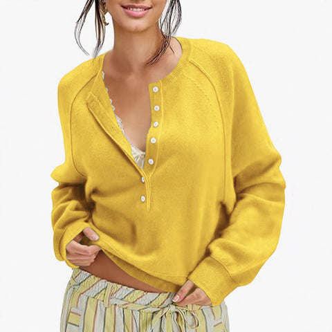 Autumn and winter women's casual crew neck sweater henry shirt button-up knitted pullover m302089