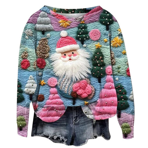 Knitted Women's Christmas Crew Neck Long Sleeve Pullover Women's m302124