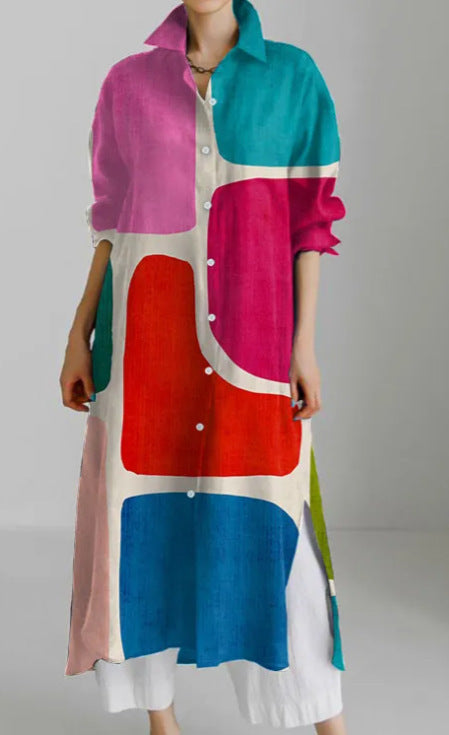Casual abstract 3D printing autumn and winter long sleeve slit lining m303182