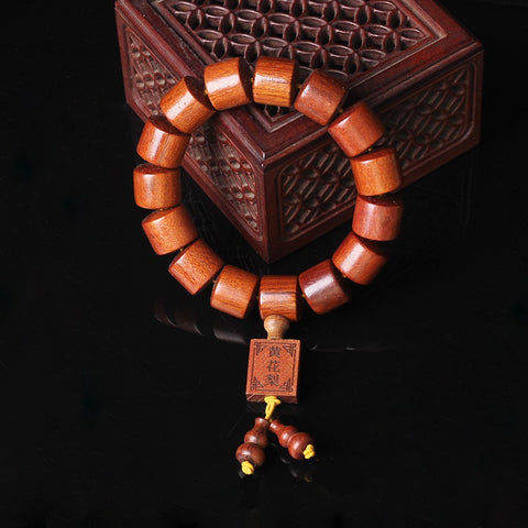 Natürliches vietnamesisches Huanghuali-Armband mit 108 Buddha-Perlen, Lotusarmband aus Palisander, duftendes Wenwan-Holzarmband m3331302