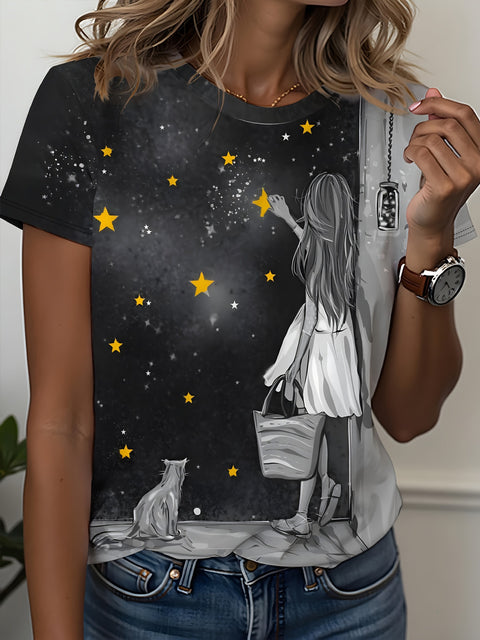 Women's Crew Neck Short Sleeve Casual Fashion Top m302607