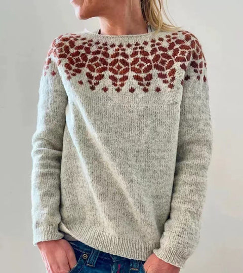 Rundhalsausschnitt, farblich passender, lockerer, modischer Pullover, Strickpullover m300496 