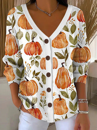 3D Digital Printed Women's Shoulder Cardigan Sweater FF303400