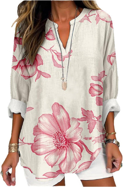 T-shirt ample à col ras du cou pour femme, imprimé floral 3D, mode féminine, m301357 
