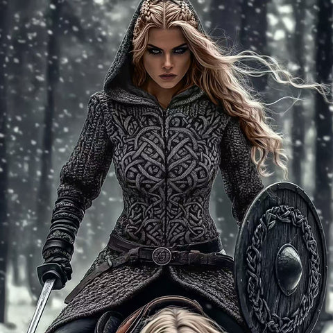 Cardigan long imitation knitted lazy wind hooded long cardigan sweater autumn and winter women's clothing m302125