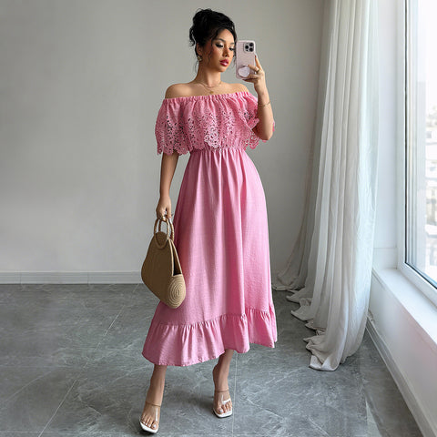 Elegantes, schulterfreies A-förmiges langes Kleid m301401 