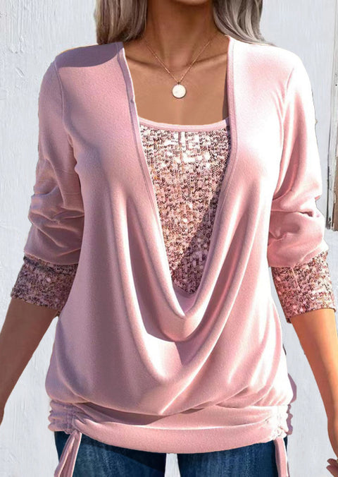 Beads bump net color long-sleeved women's clothing large pendant collar loose pleated fake two pieces m302262