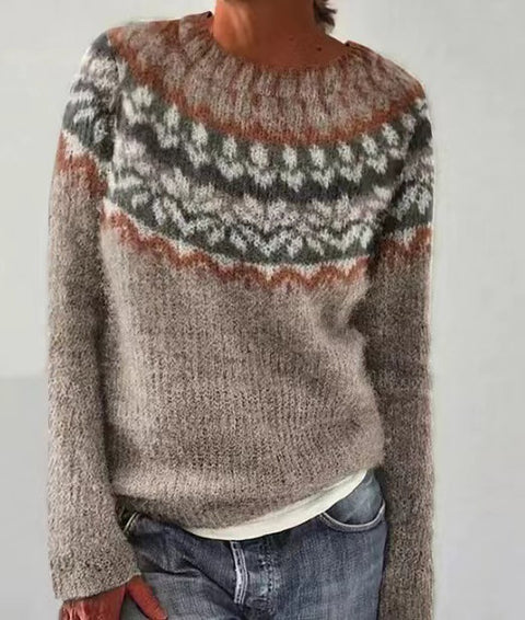 Neuer Pullover mit Rundhalsausschnitt, farblich passender, lockerer, modischer Pullover, Strickpullover m300454 