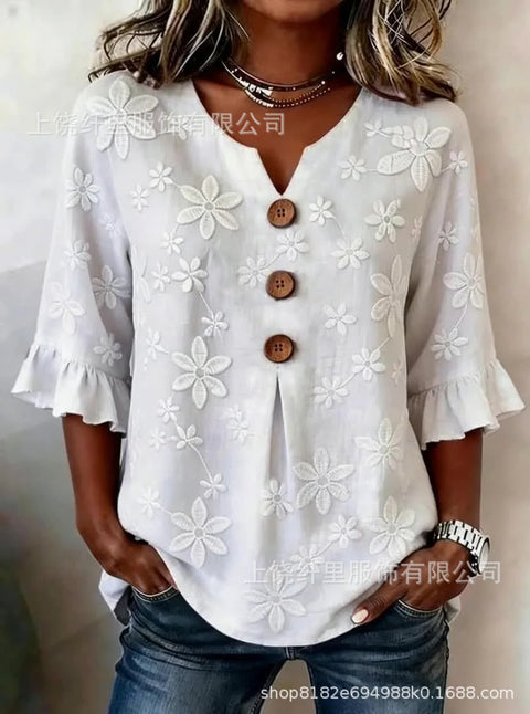 3D digital printing floral pattern women's long-sleeved buckle cardigan top m302703