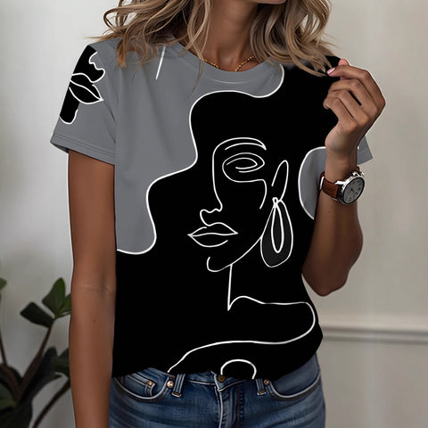 Women's Crew Neck Short Sleeve Casual Fashion Top m302607