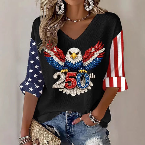 Summer V-neck short-sleeved top 3D digital printing women's casual short-sleeved m302655
