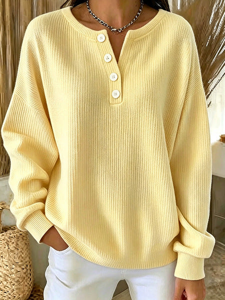 Waffle Top Waffle Long Sleeve Crew Neck Henry Sweater FF303390