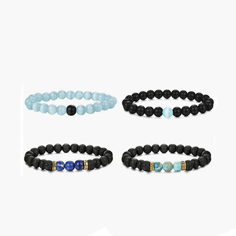 Elastisches Armband aus schwarzem Gallenstein, Totenkopf-Anhänger, natürliches Türkis, Tigerauge, Quaste, Kristall, Vulkanstein, Perlenarmband m3331320