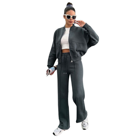 Winter velvet women's suit women's solid color sweater casual suit m301676