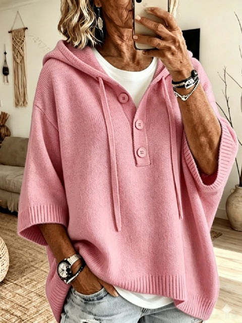 Half-open button lazy wind sweater autumn and winter solid color versatile m303201