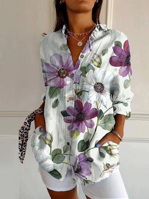 Sommertrend Langarmshirt Blumenmuster Druck 3D Shirt m301226 