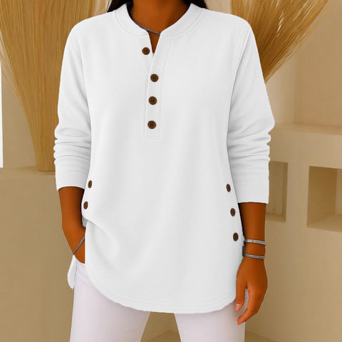 V-neck button solid color knitted long-sleeved top T-shirt m302230