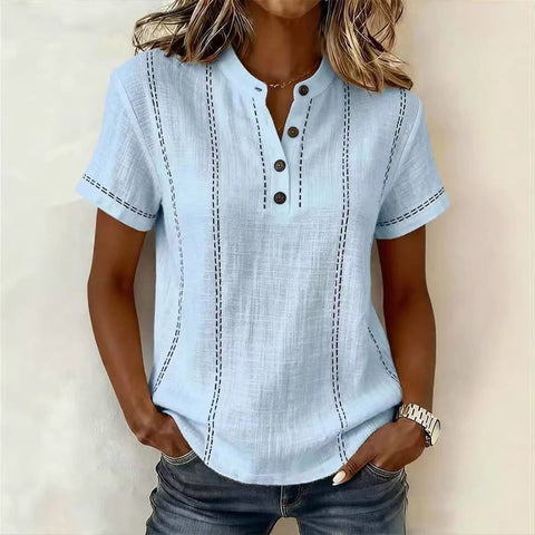 Loose casual explosion printed button-up collar short-sleeved women's shirt m302695