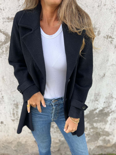 Herbst und Winter neue Damen Wolljacke lässig locker Revers gefälschte Tasche Strickjacke m300613 