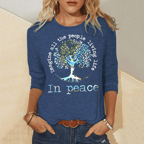 Digitaldruck Langarm-Herbst-T-Shirt Damen Farbwechsel-T-Shirt Damen m300755 