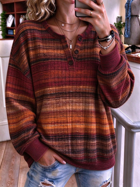 Autumn and winter women's new multi-color 3D printed women's button fashion sweater FF303493