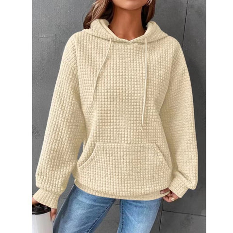 Loose pullover hooded long-sleeved sweater women's drawstring shoulder kangaroo pocket hoodie m301919