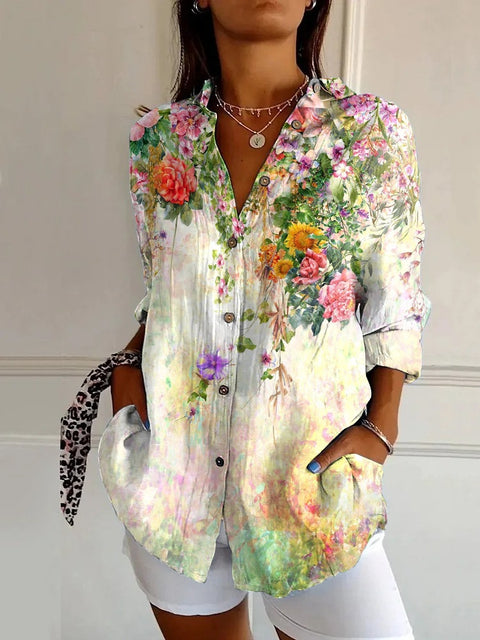 Sommertrend Langarmshirt Blumenmuster Druck 3D Shirt m301226 