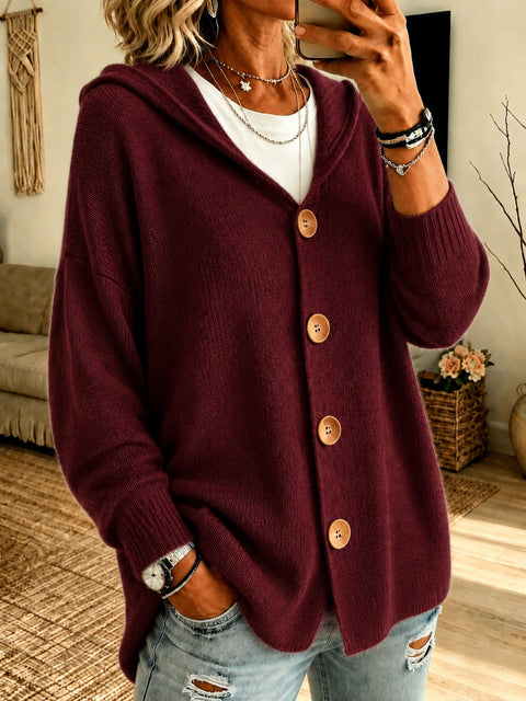 Button knitted hooded cardigan sweater jacket m303202