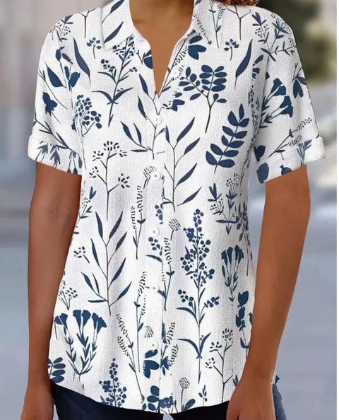 Digital printing striped print button front shirt casual shorts sleeves spring summer shirt m302473