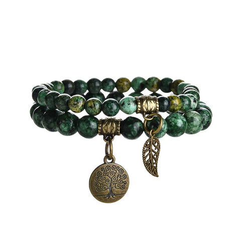 Baum des Lebens Blatt Anhänger Set Armband Bunte Tiger Auge Amethyst Achat Armband m3331289