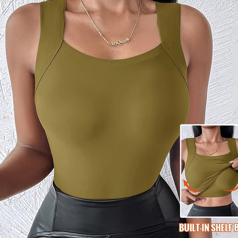 New Bose Muscle Bottom Shirt Solid Color No-Wear Bra Machine Washable Semi-Fixed Cup Bottom Vest Top m302823