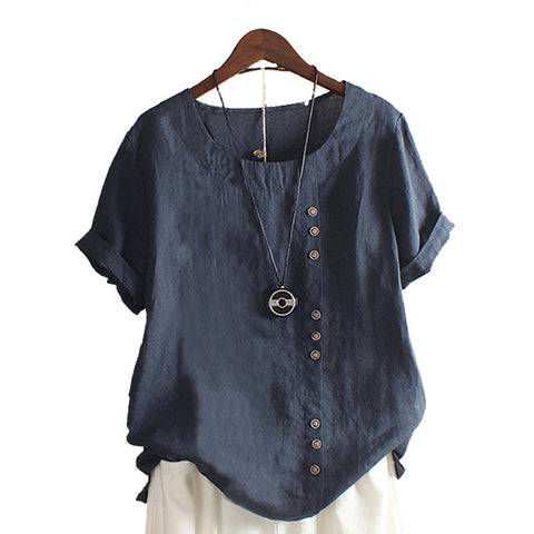 T-shirt ample en coton et lin pour femme, vêtement en coton et lin m300111 