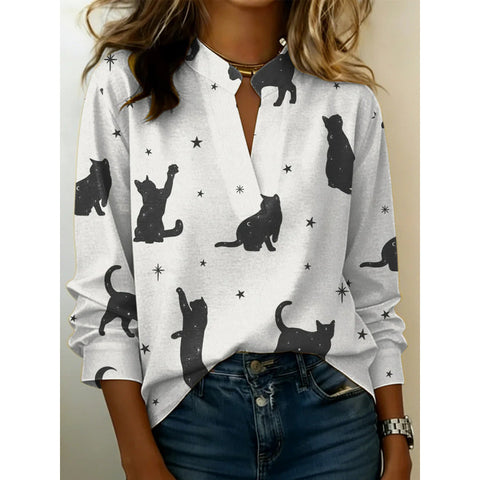 Digital printing casual pullover versatile spring and summer new shirt top m302788
