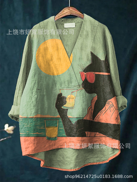 Lässiges Damen-T-Shirt mit Rundhalsausschnitt und lockerem Druck in großen Größen m301276 