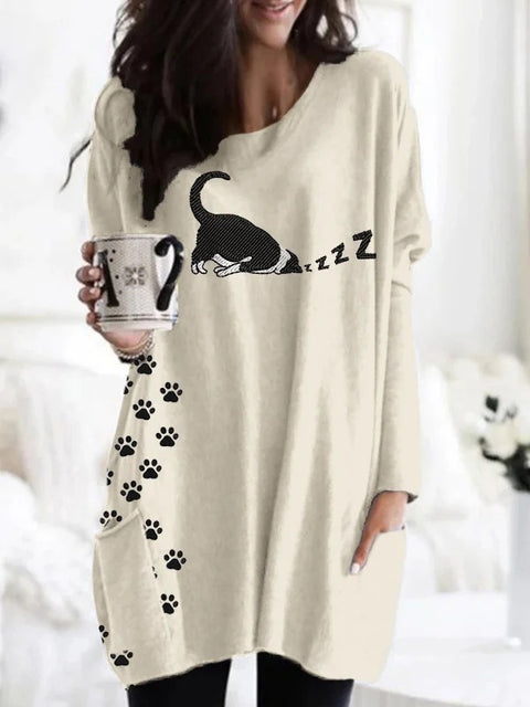 Digital printing women's fashion round neck medium and long top T-shirt m302271